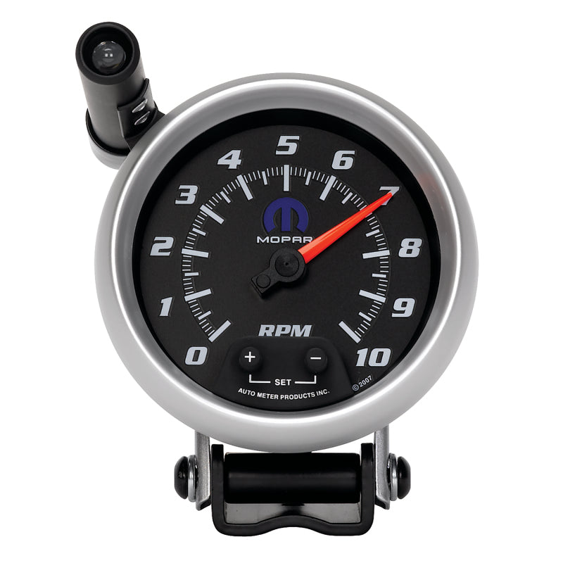 AutoMeter Gauge Tach 3-3/4in. 10K RPM Pedestal W/ Ext. Quick-Lite Black Mopar - Burkken Auto Parts