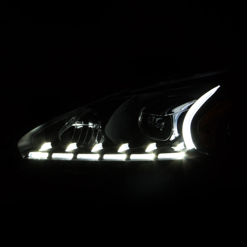 ANZO 2013-2014 Nissan Altima Projector Headlights w/ Plank Style Design Black - Burkken Auto Parts