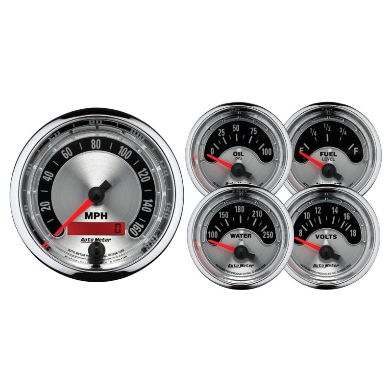 Autometer American Muscle Kit Box - Elec Speedo/Elec  Oil Pressure/Water Temp/Volt/Fuel Level - Burkken Auto Parts