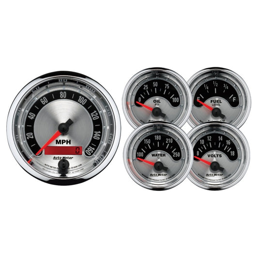 Autometer American Muscle Kit Box - Elec Speedo/Elec  Oil Pressure/Water Temp/Volt/Fuel Level - Burkken Auto Parts