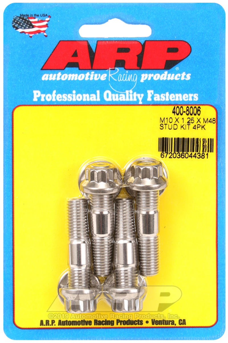 ARP M10 x 1.25 x 48mm Broached 4 Piece Stud Kit - Burkken Auto Parts