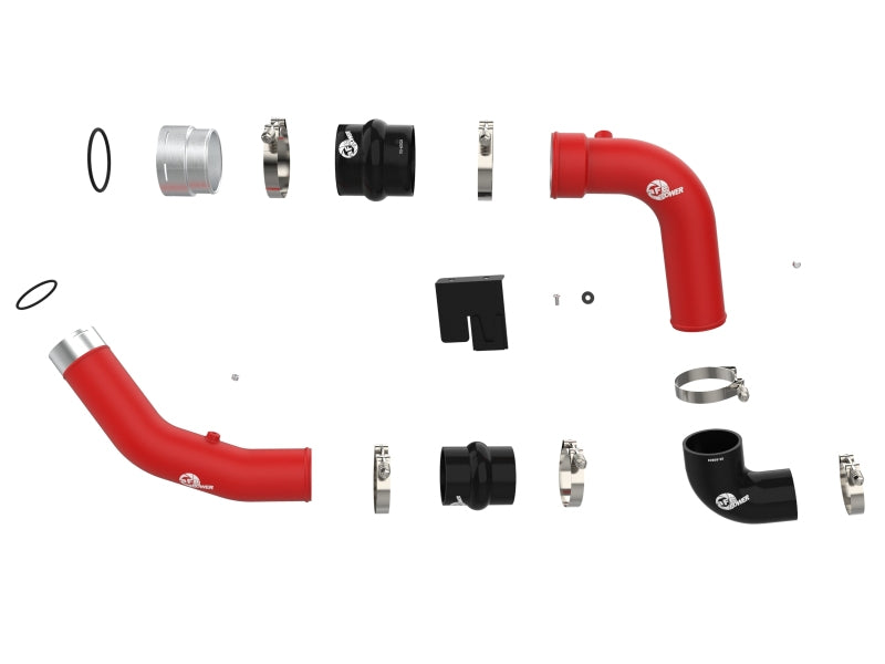 aFe 23-24 Ford Diesel Trucks V8-6.7L (td) BladeRunner Aluminum Hot and Cold Charge Pipe Kit - Red - Burkken Auto Parts