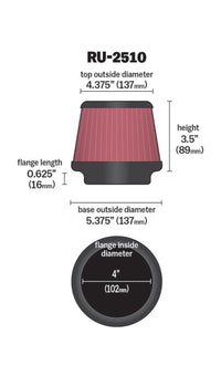 K&N Universal 4 Inch Filter - Burkken Auto Parts
