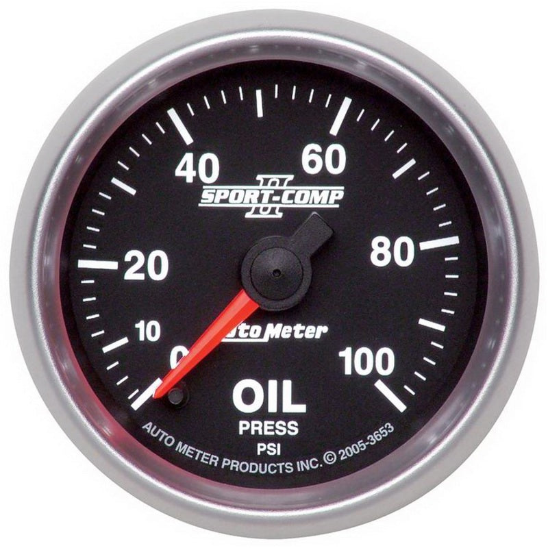 Autometer Sport-Comp II 52mm 0-100 PSI Electronic Oil Pressure Gauge - Burkken Auto Parts