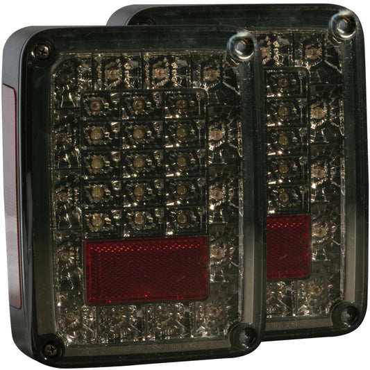 ANZO 2007-2015 Jeep Wrangler LED Taillights Smoke - Burkken Auto Parts