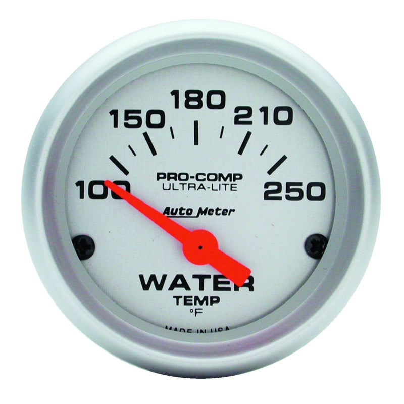 Autometer Ultra-Lite 52mm 100-250 Deg F Short Sweep ElectricWater Temp Gauge - Burkken Auto Parts