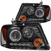 ANZO 2004-2008 Ford F-150 Projector Headlights w/ Halo and LED Black G2 - Burkken Auto Parts