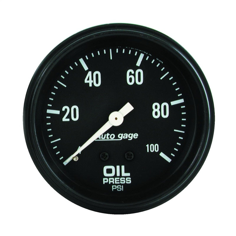 Autometer AutoGage 2-5/8in Mechanical Black 0-100 PSI Oil Pressure Gauge - Burkken Auto Parts