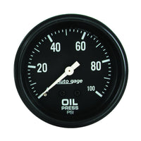Autometer AutoGage 2-5/8in Mechanical Black 0-100 PSI Oil Pressure Gauge - Burkken Auto Parts