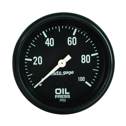 Autometer AutoGage 2-5/8in Mechanical Black 0-100 PSI Oil Pressure Gauge - Burkken Auto Parts
