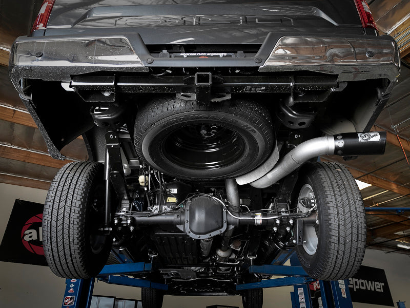 aFe Large Bore-HD 4in 409 SS DPF-Back Exh 18-19 Ford F-150 V6-3.0L (td) w/ Black Tip - Burkken Auto Parts
