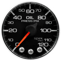 Autometer Spek-Pro Gauge Oil Press 2 1/16in 120psi Stepper Motor W/Peak & Warn Blk/Chrm - Burkken Auto Parts