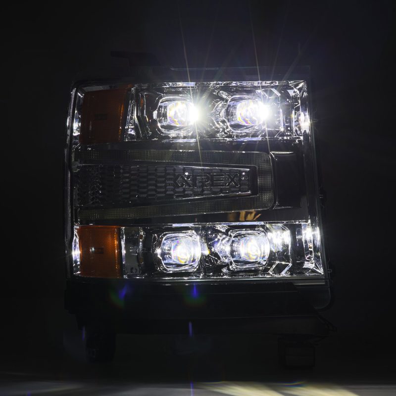 AlphaRex 16-18 Chevy 1500HD NOVA-Series LED Proj Headlights Chrm w/Actv Lgt/SeqSig & DRL(Req 810023) - Burkken Auto Parts