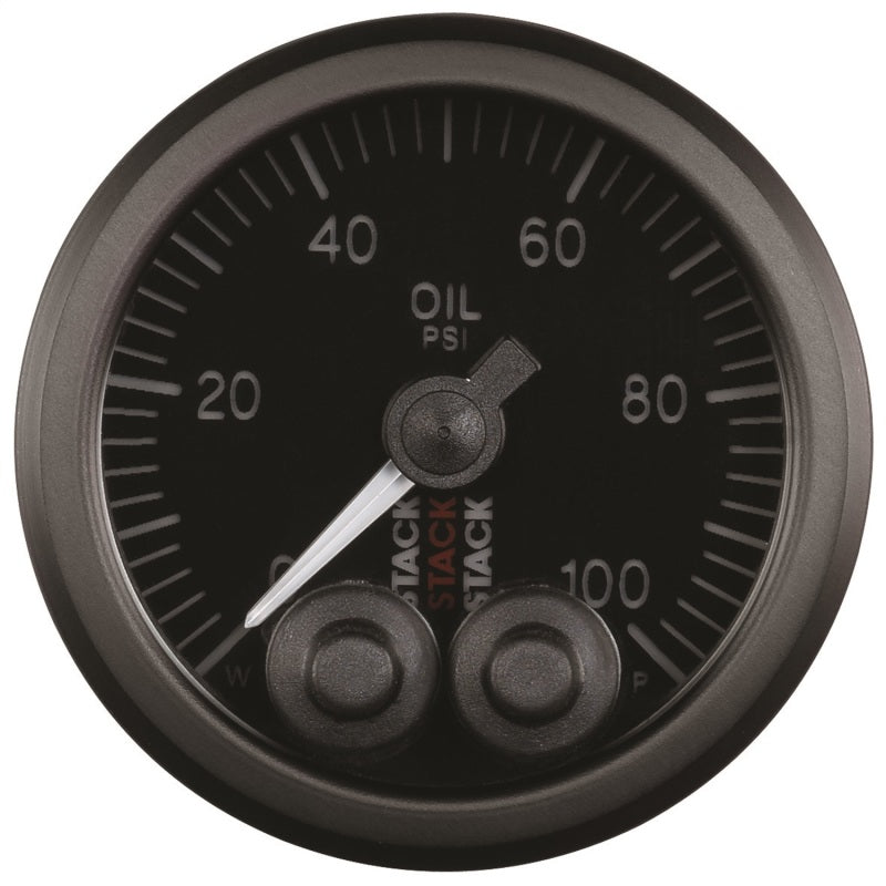 Autometer Stack Instruments Pro Control 52mm 0-100 PSI Oil Pressure Gauge - Black (1/8in NPTF Male) - Burkken Auto Parts