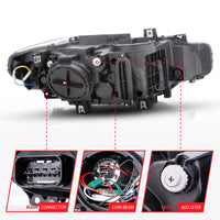 ANZO 2012-2015 BMW 3 Series Projector Headlights w/ U-Bar Black - Burkken Auto Parts