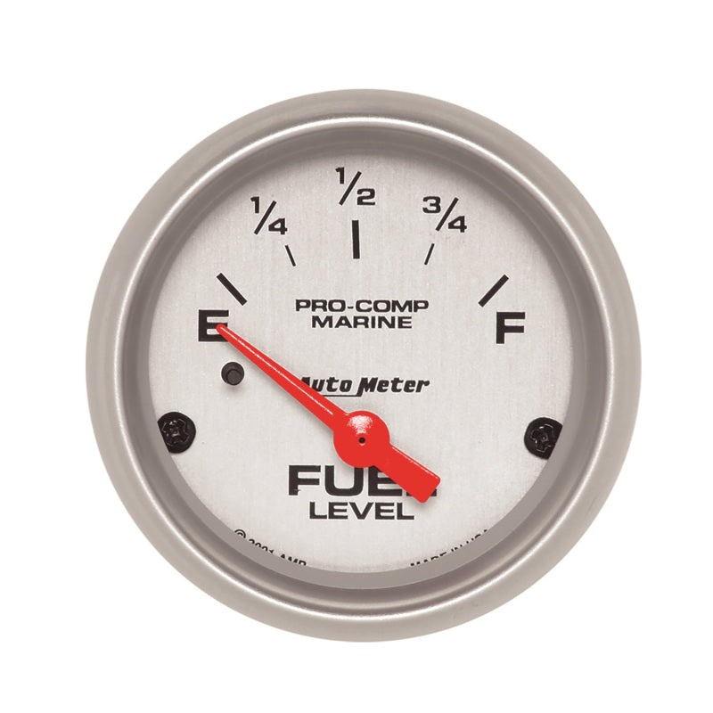 Autometer Marine Silver Ultra-Lite 2-1/16in Electric Fuel Level Gauge - Burkken Auto Parts