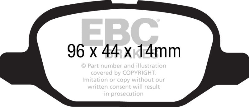 EBC 11+ Fiat 500 1.4 (ATE Calipers) Redstuff Rear Brake Pads - Burkken Auto Parts