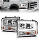 ANZO 99-04 Ford F250/F350/F450/Excursion (excl 99) Projector Headlights - w/Light Bar Chrome Housing - Burkken Auto Parts