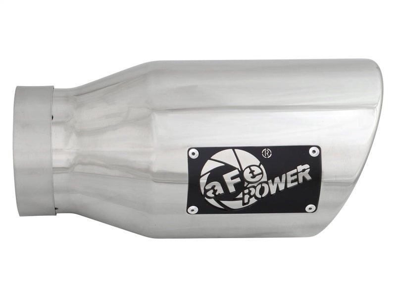 aFe MACH Force-XP 304 SS Right Side Single Wall Polished Exhaust Tip 4in Inlet x 6in Outlet x 12in L - Burkken Auto Parts