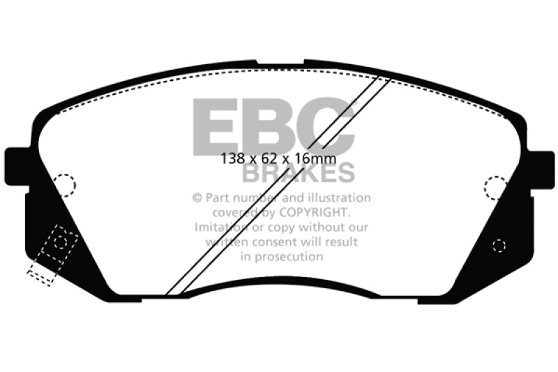 EBC 15+ Hyundai Sonata 1.6 Turbo (Elec Park Brake) Greenstuff Front Brake Pads - Burkken Auto Parts
