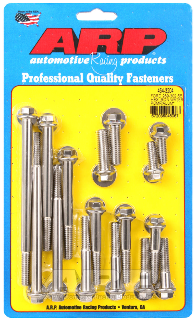 ARP Ford 289-302 SS Hex Iron Water Pump and Front Cover Bolt Kit - Burkken Auto Parts