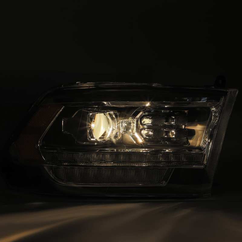 AlphaRex 09-18 Dodge Ram 1500HD PRO-Series Proj Headlight Plnk Style Blk w/Chrm Acc w/Seq Signal/DRL - Burkken Auto Parts