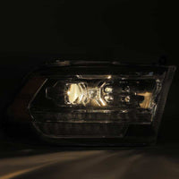 AlphaRex 09-18 Dodge Ram 1500HD PRO-Series Proj Headlights Plank Style Alpha Black w/Seq Signal/DRL - Burkken Auto Parts