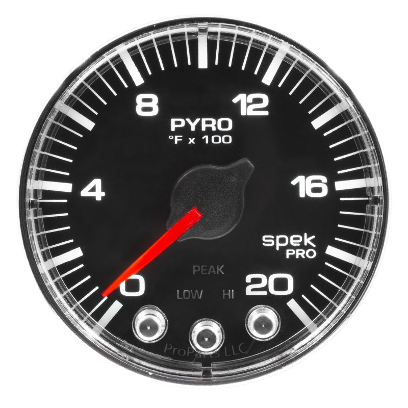Autometer Spek-Pro Gauge Pyro. (Egt) 2 1/16in 2000f Stepper Motor W/Peak & Warn Blk/Chrm - Burkken Auto Parts