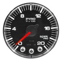 Autometer Spek-Pro Gauge Pyro. (Egt) 2 1/16in 2000f Stepper Motor W/Peak & Warn Blk/Chrm - Burkken Auto Parts