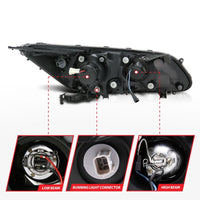 ANZO 2013-2015 Honda Accord Projector Headlights w/ U-Bar Black - Burkken Auto Parts