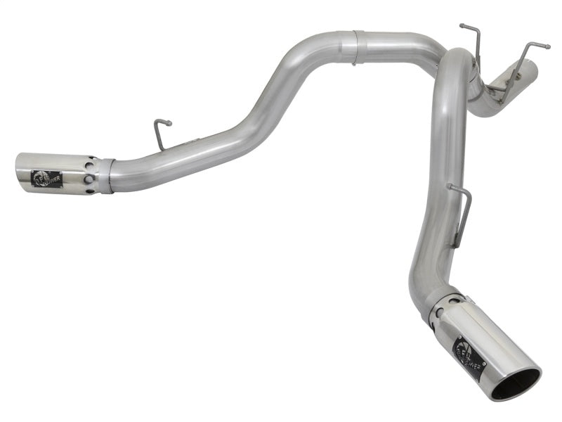 aFe ATLAS 4in DPF-Back Alum Steel Exhaust System w/Dual Exit Polished Tip 2017 GM Duramax 6.6L (td) - Burkken Auto Parts