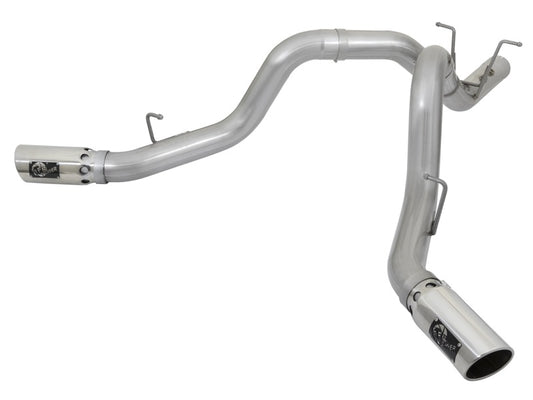 aFe ATLAS 4in DPF-Back Alum Steel Exhaust System w/Dual Exit Polished Tip 2017 GM Duramax 6.6L (td) - Burkken Auto Parts