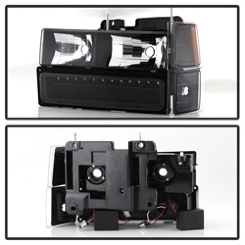 xTune 92-94 Blazer Full Size Corner/LED Bumper Headlights Black HD-JH-CCK88-LED-AM-BK-SET - Burkken Auto Parts