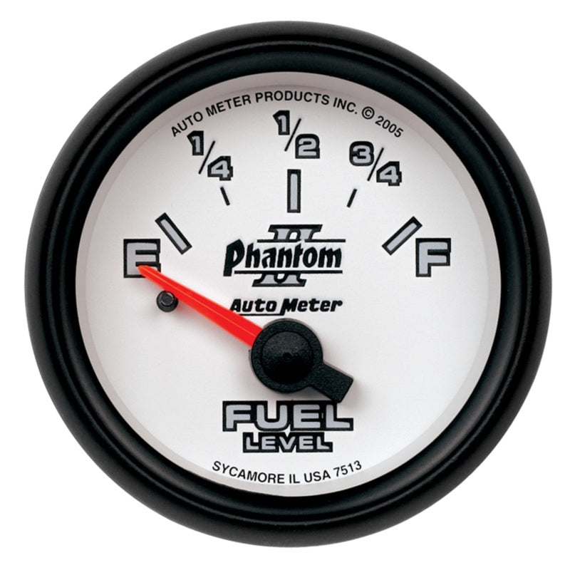 Autometer Phantom 2-1/16in 0-90 OHM Fuel Level Gauge - Burkken Auto Parts