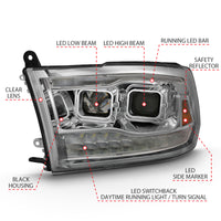 ANZO 2009-2018 Dodge Ram 1500 Projector H.L. Switchback Black Amber - Burkken Auto Parts
