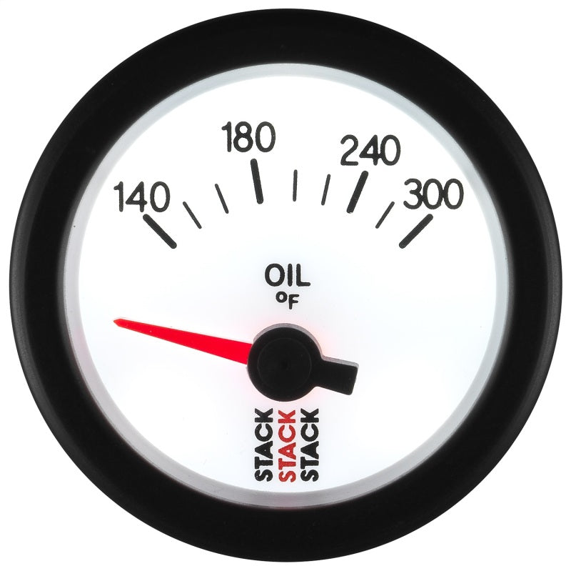 Autometer Stack 52mm 140-300 Deg F 1/8in NPTF Electric Oil Temp Gauge - White - Burkken Auto Parts