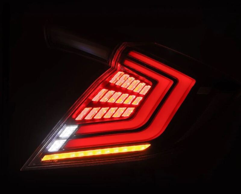 AlphaRex 16-21 Honda Civic Hatchback / Type-R FK8 Nova-Series LED Tail Lights (Pair) - Black - Burkken Auto Parts