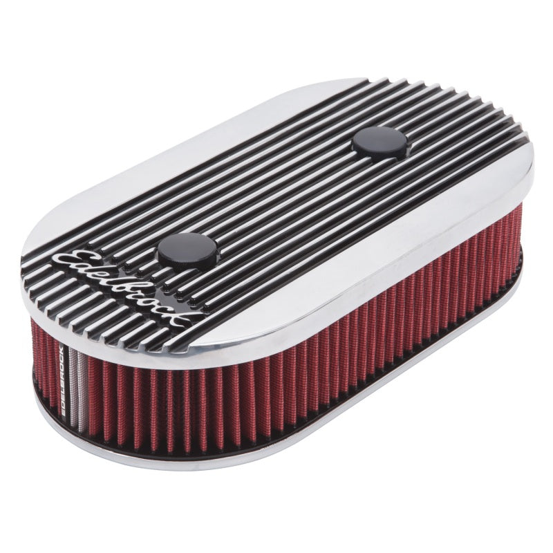 Edelbrock Air Cleaner Elite II Oval Dual-Quad Carbs 2 5In Red Element Polished - Burkken Auto Parts