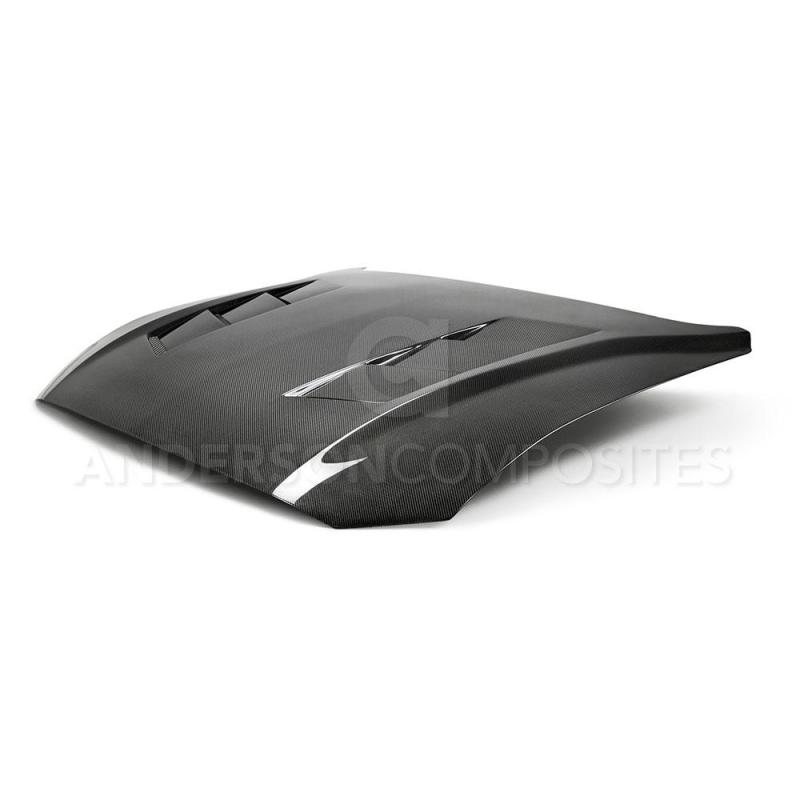 Anderson Composites 2018 Ford Mustang GT Type-SA Style Heat Extractor Double Sided Carbon Fiber Hood - Burkken Auto Parts