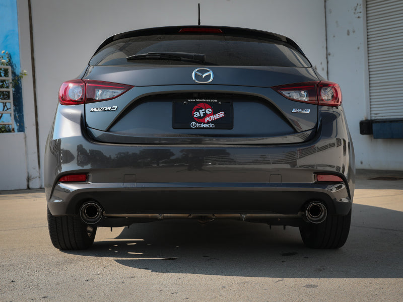 aFe Takeda 2-1/2in 304 SS Axle-Back Exhaust w/ Carbon Fiber Tips 14-18 Mazda 3 L4 2.0L/2.5L - Burkken Auto Parts
