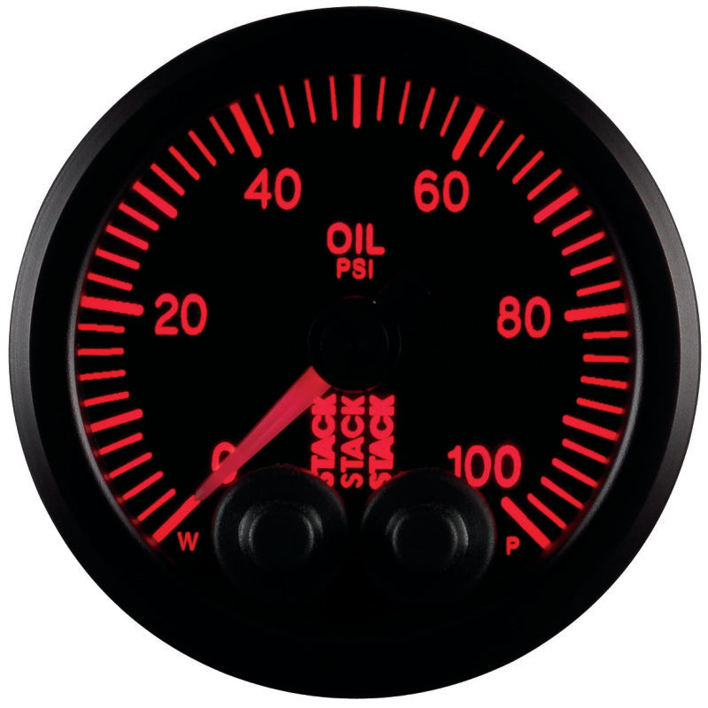 Autometer Stack Instruments Pro Control 52mm 0-100 PSI Oil Pressure Gauge - Black (1/8in NPTF Male) - Burkken Auto Parts