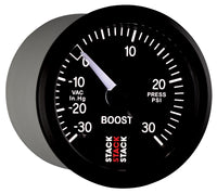 Autometer 52mm Stack Instruments -30INHG to +30PSI Mechanical Boost Gauge - Black - Burkken Auto Parts