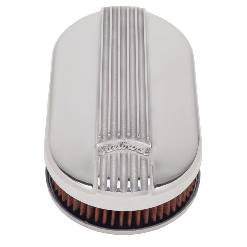 Edelbrock Air Cleaner Classic Series Oval Aluminum Top Cloth Element 17 5In X 9 35In X 3 9In - Burkken Auto Parts