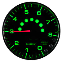 Autometer Spek-Pro Gauge Tachometer 5in 8K Rpm W/Shift Light & Peak Mem Black/Black - Burkken Auto Parts