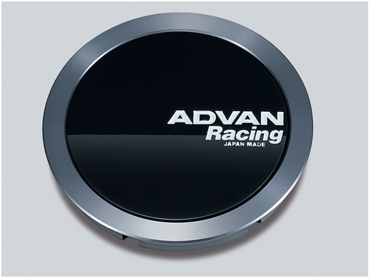 Advan 73mm Flat Centercap - Gloss Black/Hyper Ring+White Letters - Burkken Auto Parts