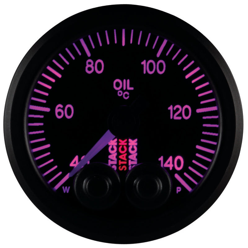 Autometer Stack 52mm 40-140 Deg C 1/8in NPTF Male Pro-Control Oil Temp Gauge - Black - Burkken Auto Parts