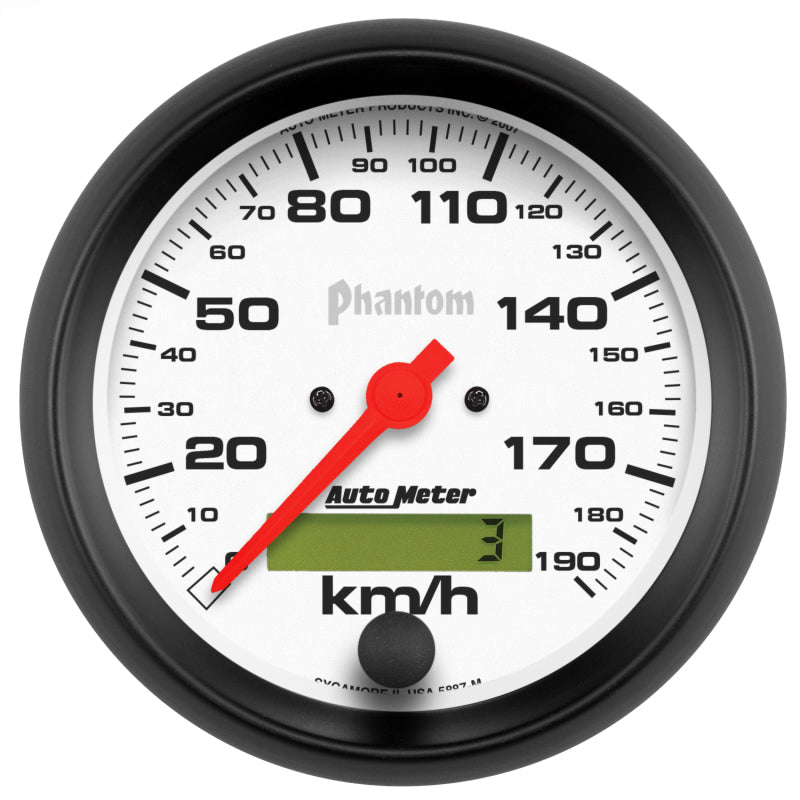 Autometer Phantom 3-3/8in 190 KM/H Speedometer Electric Program w/ LCD Odometer - Burkken Auto Parts