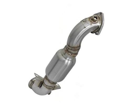 aFe 09-13 MINI Cooper S (R56) L4 1.6L (t) Twisted Steel Down Pipe 2-1/2in 304 Stainless Steel w/ Cat - Burkken Auto Parts