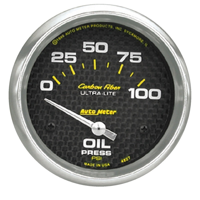 Autometer Carbon Fiber 66.7mm Short Sweep Electronic 0-100 PSI Oil Pressure Gauge - Burkken Auto Parts