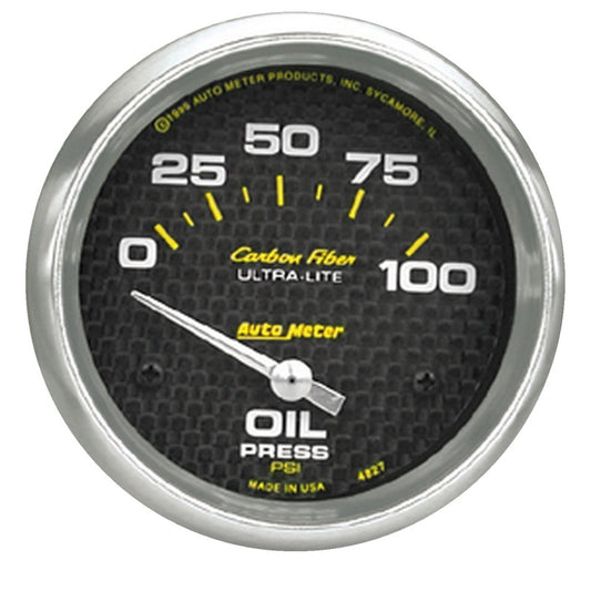 Autometer Carbon Fiber 66.7mm Short Sweep Electronic 0-100 PSI Oil Pressure Gauge - Burkken Auto Parts